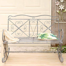 ELUKHT Household Garden Courtyard Metal Rocking Chair, Vintage Old Hollow Double Rocking Chair, Outdoor Furniture Balcony Swing Seat, Suitable for Backyard, Lawn, Balcony, Terrace