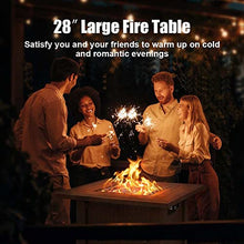 Outdoor Gas Fire Pit Table 28 inch 50,000 BTU Square Propane with Lid and Glass