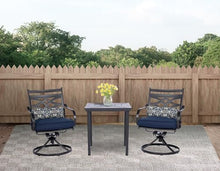 Hanover Montclair 3-Piece Patio Conversation Set with 2 Swivel Rocker Chairs and Table Navy