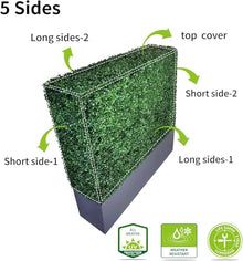 AGPL Upgraded Artificial Hedge Wall with Dark Gray Color Stainless Steel Planter Box and Caster. Moveable Privacy Decorative Wall 48" W x12“D x 51“H …