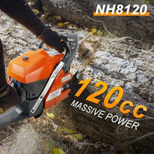 NEO-TEC NH8120 Gas Powered Chainsaw 120cc 8.4HP 2-Cycle Engine Big Gas Chainsaw for Extreme Logging and Cutting, Compatible with Husqvarna 3120 XP Parts