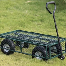 ZGLINMZ Folding Garden Cart with Mesh Panels Durable 4-Wheel Steel Utility Wagon for Yard Work Outdoor Transport Heavy-Duty and Easy to Maneuver