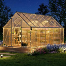 CABIHOME 8x16 ft Outdoor Greenhouse Kit, Heavy Duty Polycarbonate Greenhouse with Reinforced Aluminum Frame, Adjustable Roof Vent, Lockable Door & Quick-Connect System for All Seasons