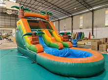 awesmflate Commercial Inflatable Water Slide for Kids Adults, 21FT Big Backyard Waterslide Tropical Outdoor Slide Park with Water Pool - Blue/Green/Orange