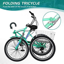 LILYPELLE Adult Folding Tricycle 7 Speed 26 inch Light Green