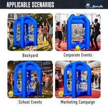 Sewinfla Inflatable Cash Cube Booth with Blower 8.2x5.2 x 5.2 ft Inflatable Money Grab Machine for Business Advertising Event Promotion(Bule)