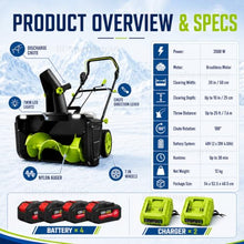 40V Cordless Snow Blower for Home and Property Clearing 4Batteries