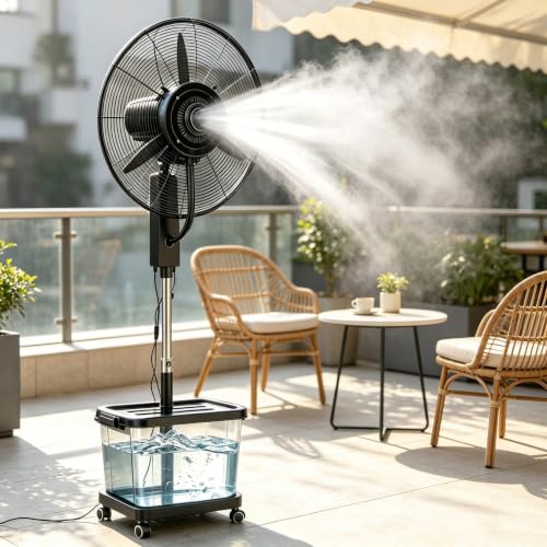 MARIYCH Commercial Misting Fan with 11Gal Water Tank 3 Speed