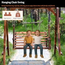 2-Person Wooden Porch Swing with Canopy & Stand, Heavy-Duty Outdoor Patio Swing Bench, Weather-Resistant Hanging Chair, for Backyard/Garden/Rooftop(A)