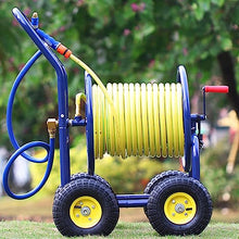 Outdoor Large Garden Hose Reel Cart with Wheels, Household Car Wash Cleaning Hose Storage Rack, Agriculture Irrigation Cart with Hose, Industrial Style Decoration Affordable Home Hose Set,90m (90m )