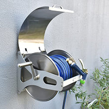 Fadiadem Wall/Floor Mount Garden Hose Reel with Hose, Outdoor Hideaway Storage Reel with Waterproof Cover, Multi-Purpose Stainless Steel Hose Reel with Sprayer Nozzle, Water Pipe Rack Hose Holder