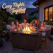 44" Propane Fire Pit Table with Tempered Glass Top, Lid, Brown