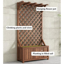Wood Trellis Planter Box with Deep Base, Vertical Growing Vine Support Lattice Planter, Triangular Bracing Heavy Duty Sturdy Build, Exterior Home Garden Yard(39.4x15.7x59.1in,Open Top)