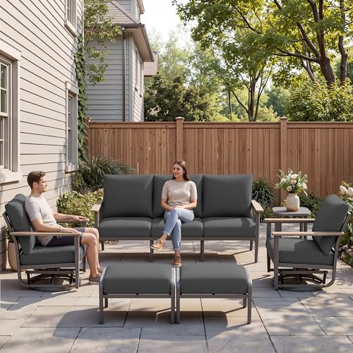 Sweecci Aluminum Outdoor Patio Furniture Set with 5.1-Inch Cushions