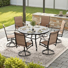 Soohow Swivel Outdoor Dining Chairs Set of 6, Patio Swivel Dining Chair with Textilene Fabric, Outdoor Metal Armchair All Weather Resistant, Ergonomic Comfort, Perfect for Patio, Backyard, Balcony