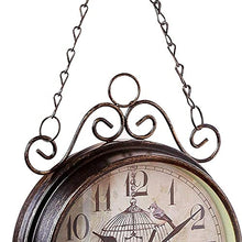 saditesdk Wall Clock, Outdoor Wall Clock Weatherproof, Double-Sided Garden Wall Clocks, Outdoor Wrought Iron Garden Ornaments, Easy to Read，