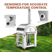 Empava Pizza Oven Outdoor,Wood Fire & Propane Gas Dual Fuel with Wheels and Accessories in Stainless Steel for Restaurant,Backyard, Garden, Patio, Camping, 39 Inch, Silver