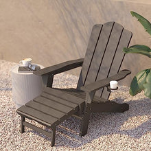Flash Furniture HDPE Adirondack Chair with Cup Holder and Ottoman, Brown