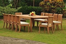 WholesaleTeakFurniture Grade-A Teak Wood Dining Set 12 Seater 13 Pc: Large Caranasas 122" Dining Rectangle Table Table, 2 Arm and 10 Giva Armless Chairs #WFDSGV65
