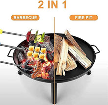 BBQ Grill Outdoor Outdoor Fire Pit, 24Inch Patio Stove Wood Burning BBQ Grill Fire Pit Bowl Round Shape Wood Burning Firepit for Camping Picnic Patio Backyard Garden Bonfire Beaches Park