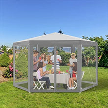YMGSCC Party Tent Gazebo Hexagon Patio Outdoor Party Activities Waterproof with Mesh Walls Beige