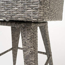 Christopher Knight Home Puerta Wicker Barstools, 4-Pcs Set, Mixed Black / Dark Grey