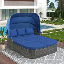 ZSLKDL Outdoor Patio Furniture Set Daybed Sunbed W/Retractable Canopy Conversation Set Wicker Furniture Sofa Set