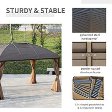Outsunny 10' x 13' Hardtop Gazebo Canopy with Steel Roof and Netting, Brown
