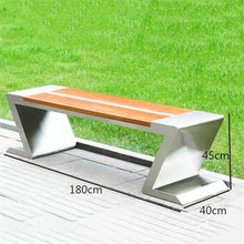 ZTHYSHXA Park Bench Zigzag Stainless Steel Wooden Seat Plate Outdoor Bench Park Plaza Courtyard(Large)