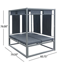 Christopher Knight Home Amos Outdoor Aluminum Daybed with Canopy Dark Grey/Grey Frame