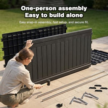 SWLJKU XXL Deck Box Outdoor Storage, Large Waterproof Resin Patio Furniture Cushion Organizer, Heavy Duty Lockable Garden Bench with Double-Wall Construction, Wood Grain Black (260, Gallons)