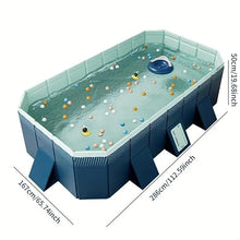 118" Foldable PVC Swimming Pool, Portable Above Ground Family Pool, Blue