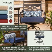 Hanover Montclair 5-Piece Outdoor Dining Set with 4 Swivel Chairs and Square Table Navy