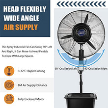 OREKPOT Misting Fan with Oscillation, Adjustable Height, Large Water Tank, and Multiple Power Settings for Outdoor Cooling