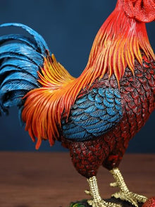 FENGSHUI-CAISHEN Extra Large Colorful Metal Rooster Statue
