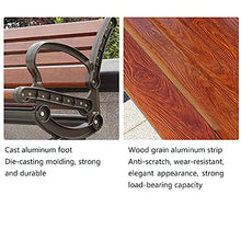 LASEVE Garden Benches, Outdoor Cast Aluminum Park Bench, Aluminum Alloy Imitation Wood Grain Leisure Bench with Backrest and Armrests, Out Suitable for Outdoor and Indoor