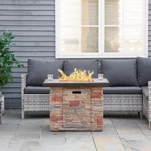 Outsunny 32 Inch Outdoor Propane Gas Fire Pit Table 50,000 BTU Brown