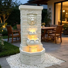42'' Lion Head Outdoor Water Feature Fountain for Garden with Lights