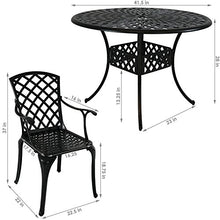 Sunnydaze 5-Piece Cast Aluminum Patio Dining Set - 4 Chairs and 41" Table Black