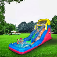 BANZAI Double Drop Raceway 120" Inflatable Water Slide with Splash Pool