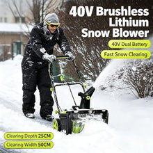 RUUCAJLI Cordless Electric Snow Blower, 40V Compact Push Snow Thrower with 180° Chute, Dual Battery & LED Lights