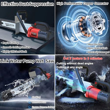 7800w/8800w Diamond Chain Concrete Saw With Water Fed Dust 7500 rpm High Performance Electric Precision Concrete Wall Cutting Machine Chainsaw Powerful With 2 Chains/2 Guide Bar,350