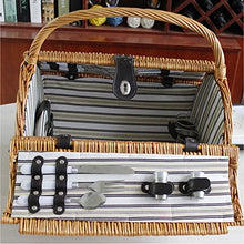 Wicker Picnic Basket Set for 2 Persons, Classical Handmade Willow Picnic Basket with Cutlery Kit, Large Willow Gift Hamper for Valentine Day, Birthday, Wedding, Outdoor Party
