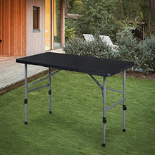MoNiBloom 5-Piece Folding Table Set, 4-Foot Foldable Indoor Outdoor Tables with Carrying Handle and Height Adjustable for Party Picnic Garden - Black