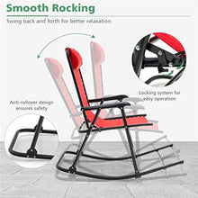NRFJFOP Patio Camping Rocking Chair Folding Footrest Lightweight Outdoor Red