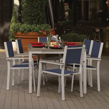 Oxford Garden Travira 7-Piece Dining Set 63in Table & Sling Chairs Ink Pen