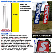 Cobb Promo Rectangle Feather Flutter Flag Telescoping Hardware, 5 Piece 15ft Telescopic Pole Kits with Heavy Duty Metal Ground Spikes Stakes, for Windless Feather Flags Only (Pack 9)