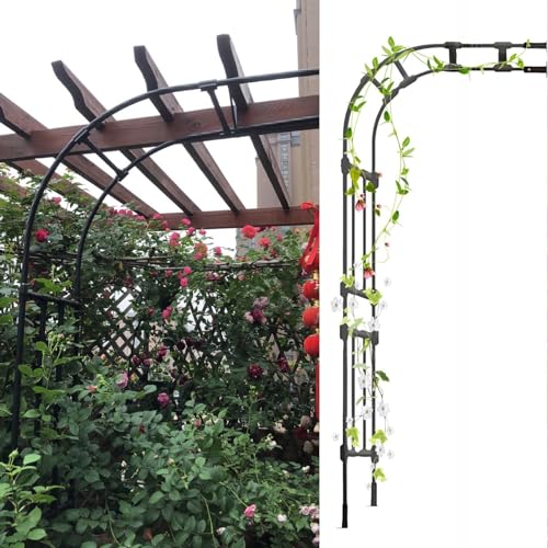 Garden Trellis, Metal Garden Arbor Arch Trellis Multicolor Multi Sizes Outdoor Climbing Plant Wedding Decor(Black,60x240cm/23.6x94.5in)