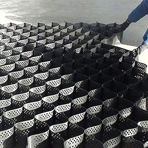 ZHOUHONG Pea Gravel Grid Paving Stabilizer,2'' Polyethylene Honeycomb Geocell HDPE Permeable Grids, for Park Garden Walkway Pathway (Color : Black, Size : 6x9 m/20x30 ft)