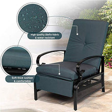Skiway Outdoor Patio Recliner with Hand-Woven Wicker,Rust-Resistant Frames and Small Side Table Set of 3(Peacock Blue),2 seats